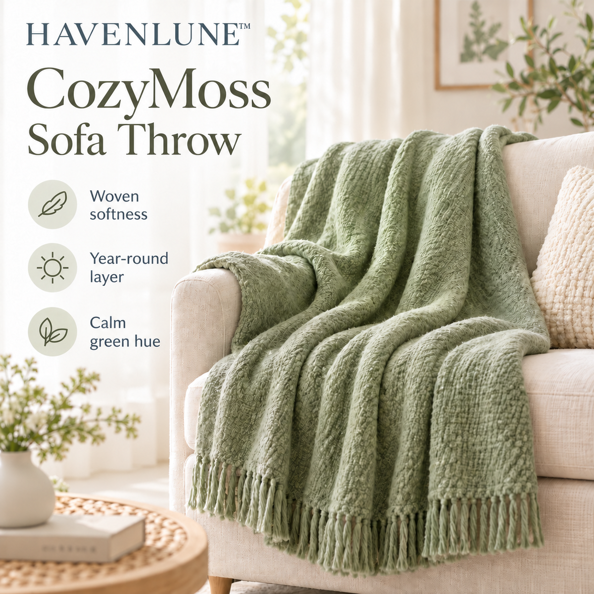HAVENLUNE™ CozyMoss Sofa Throw