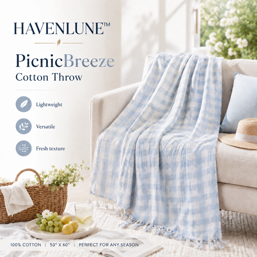HAVENLUNE™ PicnicBreeze Cotton Throw